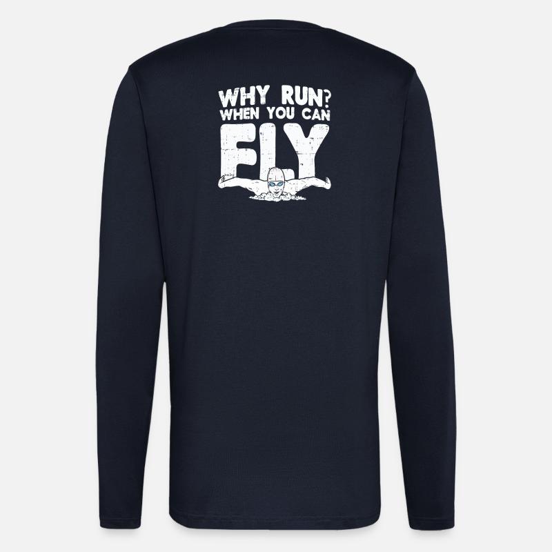 Schwimmen Schwimmer Geschenk - Langarmshirt - made by SPREAD - DARK NAVY