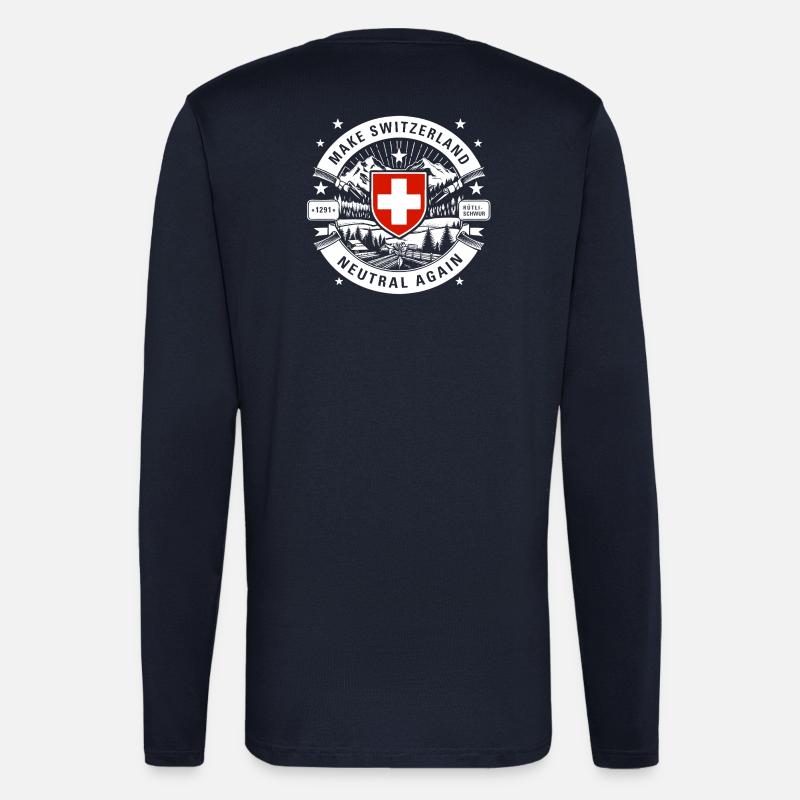make Switzerland neutral again - Langarmshirt - made by SPREAD  - DARK NAVY