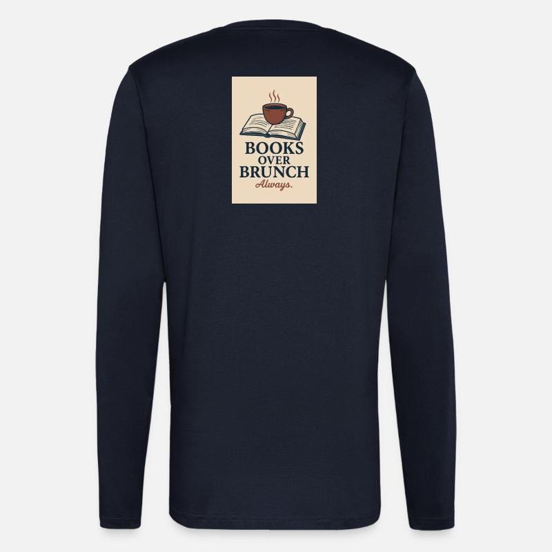 Kaffee und Bücher Motiv - Langarmshirt - made by SPREAD  - DARK NAVY