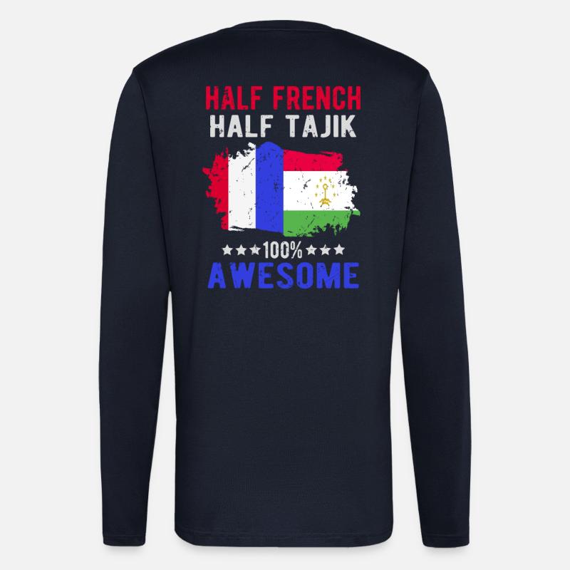 Moitié Français moitié tadjik - Manches longues bio décontracté fabriqué en UE - DARK NAVY