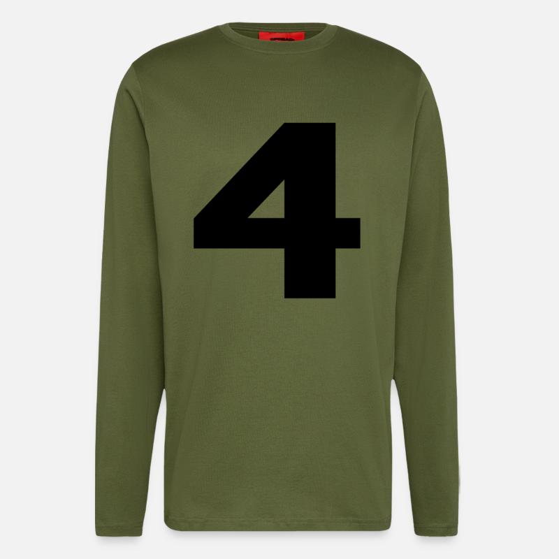 Number 4 in black - Longsleeve - made by SPREAD  - MOSS GREEN
