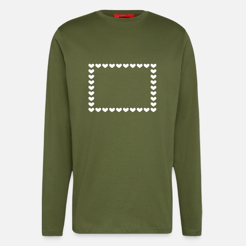 Rectangle frame heart customizable white - Longsleeve - made by SPREAD - MOSS GREEN