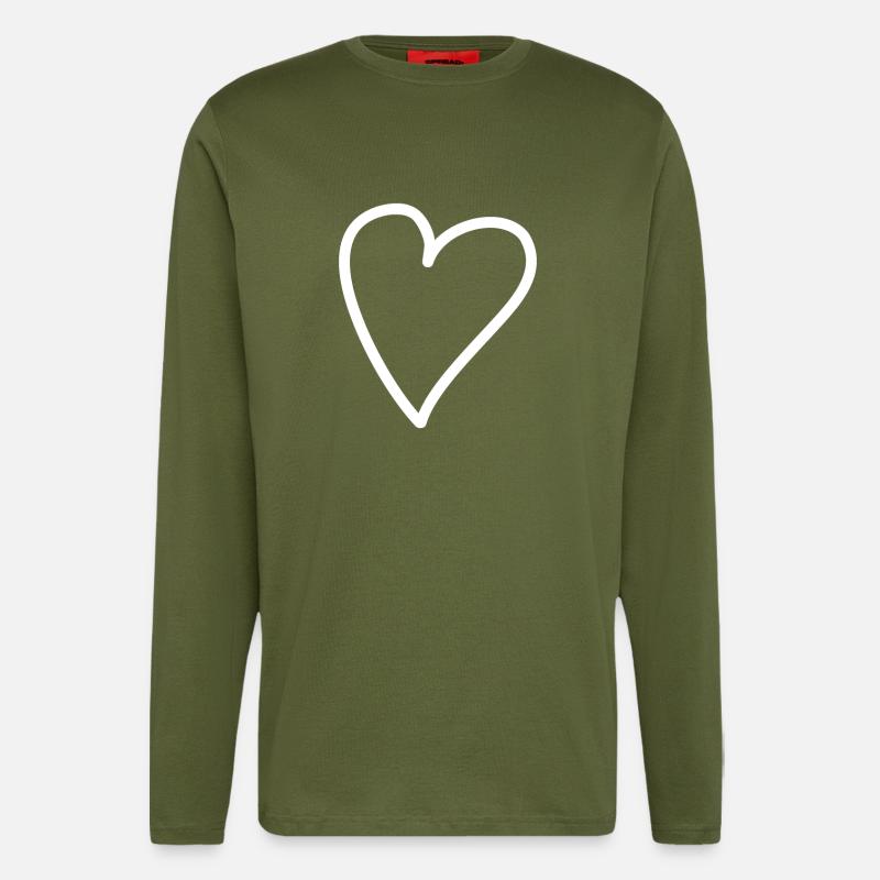 Herz Freihand weiß - Langarmshirt - made by SPREAD  - MOSS GREEN