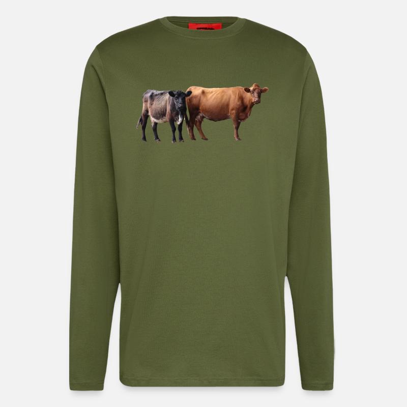 two cows - Longsleeve - made by SPREAD  - MOSS GREEN