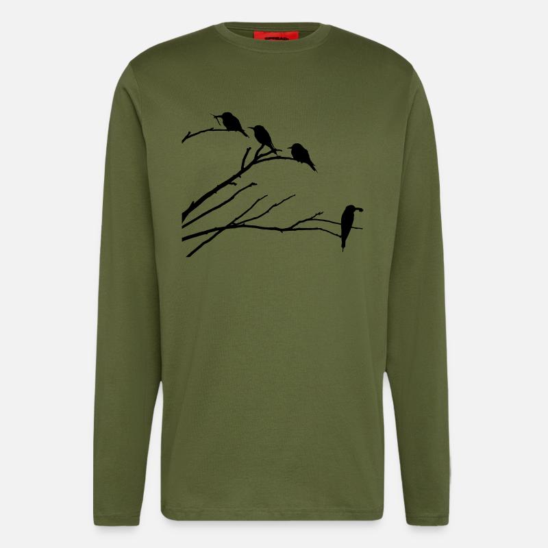 Vögel auf Ast - Langarmshirt - made by SPREAD  - MOSS GREEN