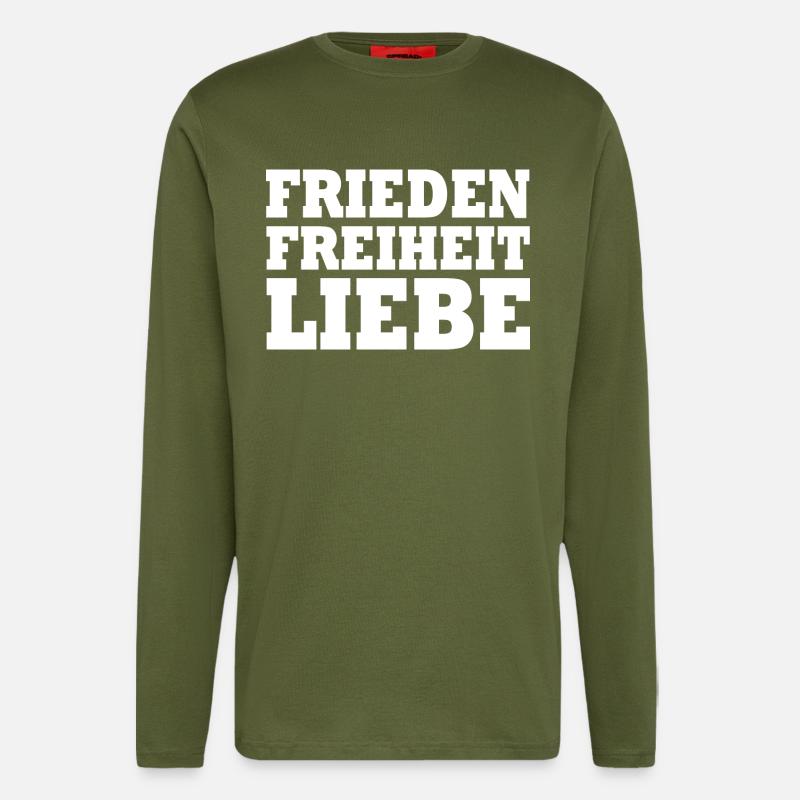 Frieden freiheit liebe - Langarmshirt - made by SPREAD  - MOSS GREEN