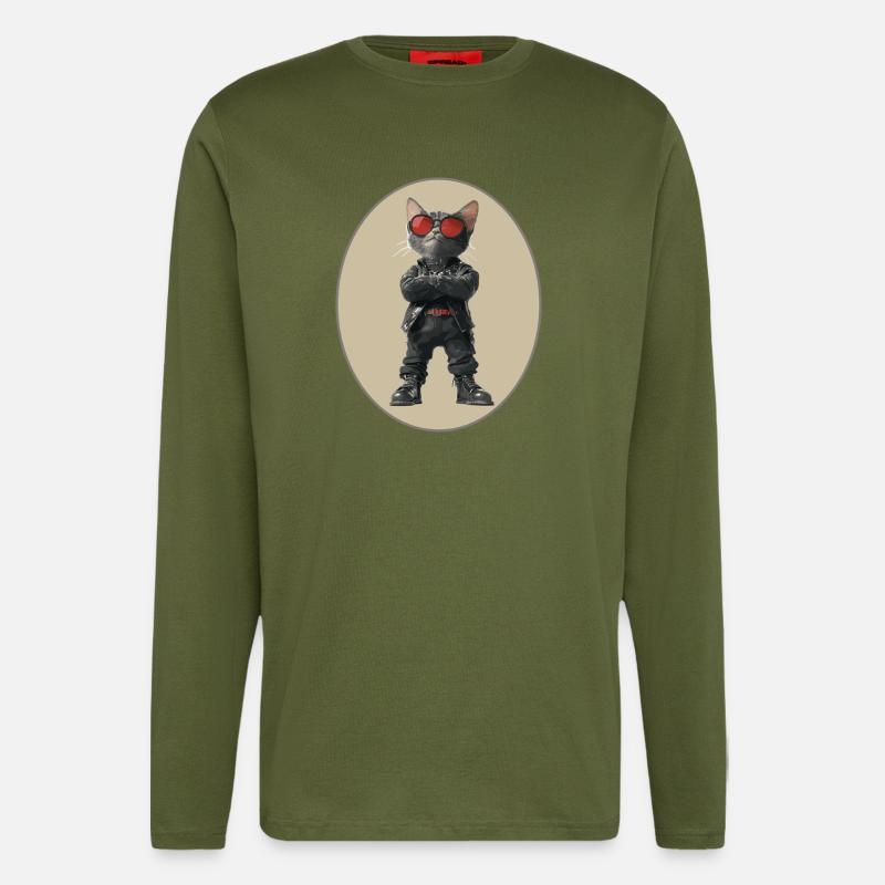 Katze - Langarmshirt - made by SPREAD - MOSS GREEN
