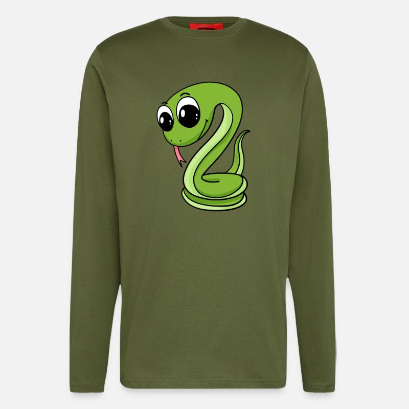 Serpent vert mignon - Manches longues bio décontracté fabriqué en UE - MOSS GREEN
