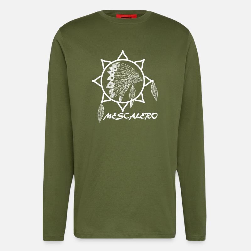 Mescalero Apache Indians - White - Longsleeve - made by SPREAD - MOSS GREEN
