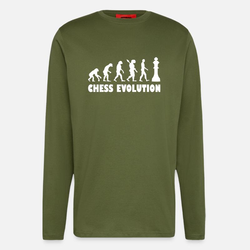Chess Evolution - White - Longsleeve - made by SPREAD  - MOSS GREEN
