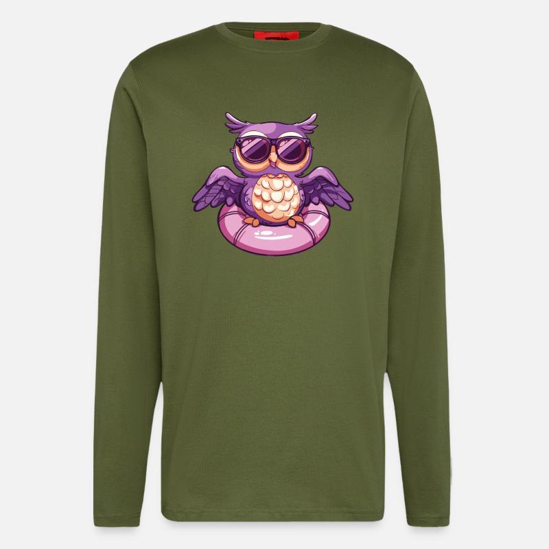 Eule Comic Cool - Langarmshirt - made by SPREAD  - MOSS GREEN