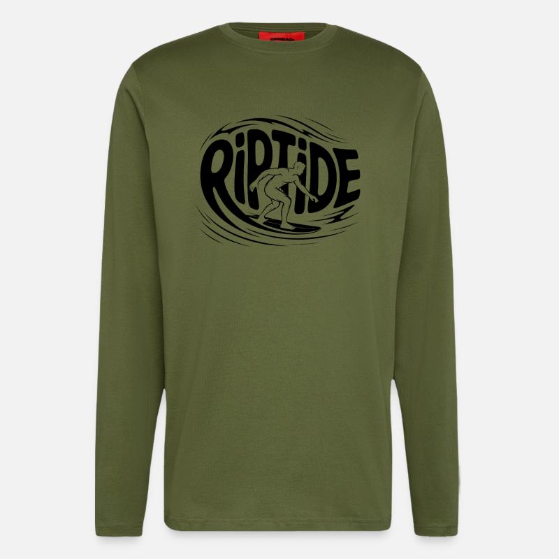Riptide - Cooles Surfer-Logo - Langarmshirt - made by SPREAD  - MOSS GREEN