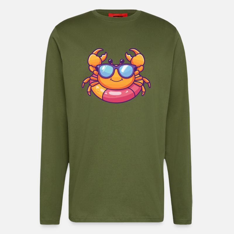 Krebs Krabbe Comic Cool - Langarmshirt - made by SPREAD  - MOSS GREEN