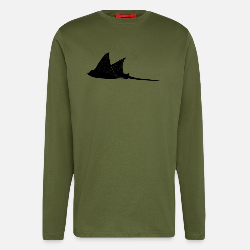 Eagle rays in flight mode - Longsleeve - made by SPREAD  - MOSS GREEN