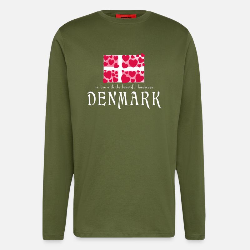 Denmark Dänemark Danmark - Langarmshirt - made by SPREAD  - MOSS GREEN