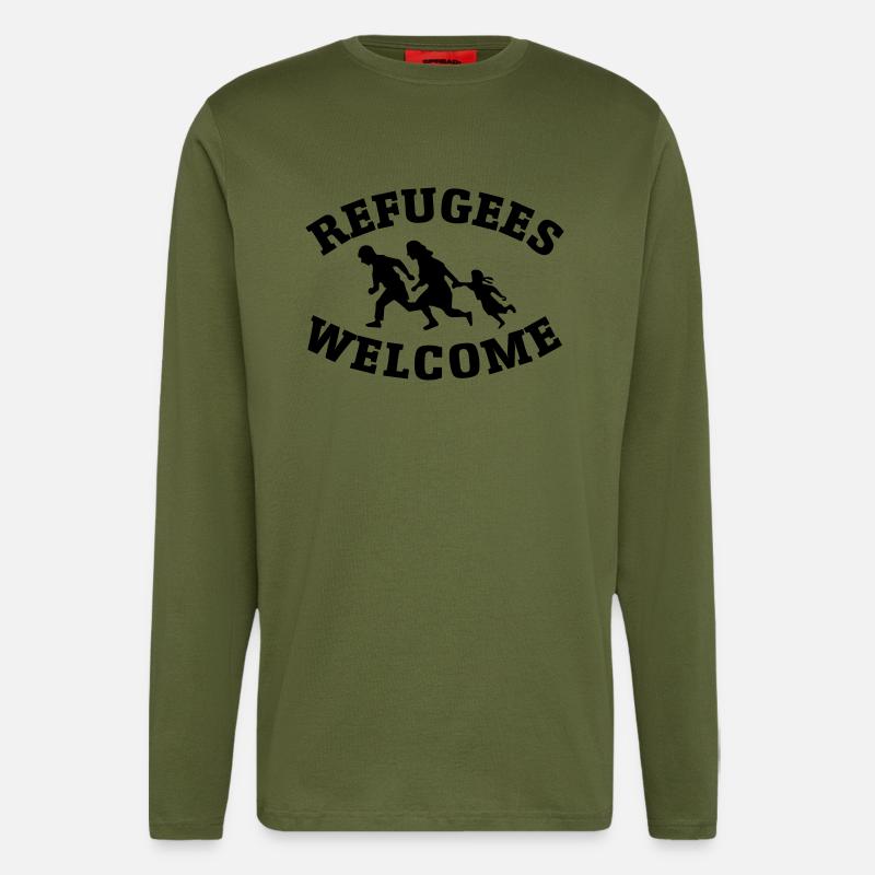 refugees flüchtlinge - Langarmshirt - made by SPREAD  - MOSS GREEN