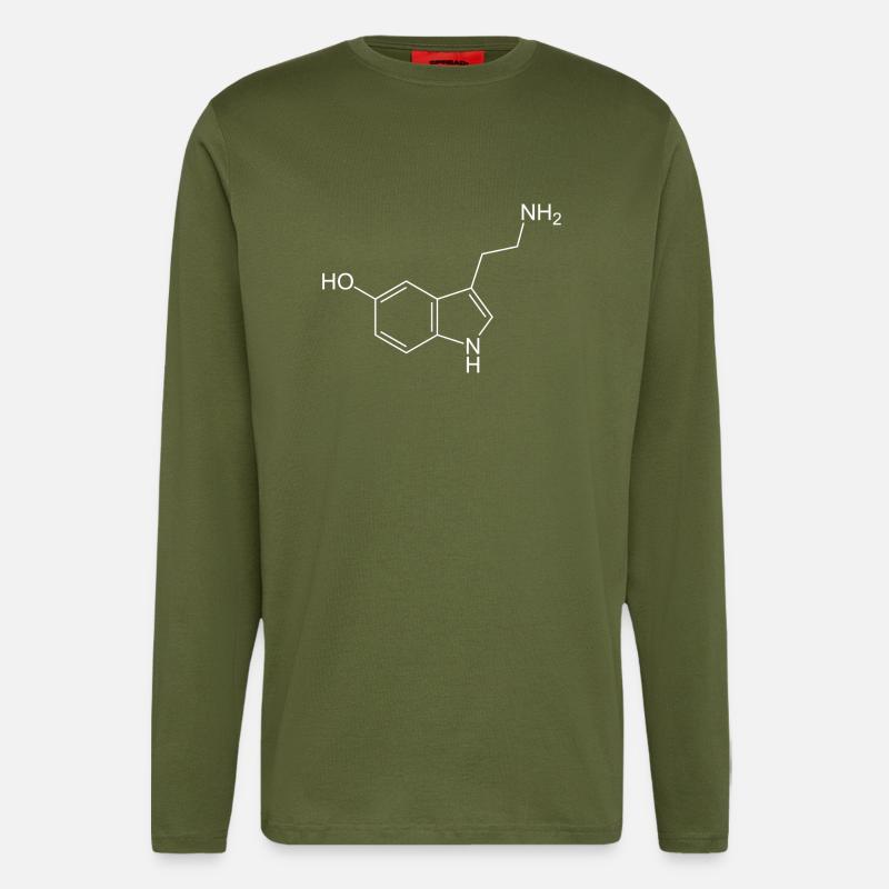Serotonin structural formula - Longsleeve - made by SPREAD - MOSS GREEN