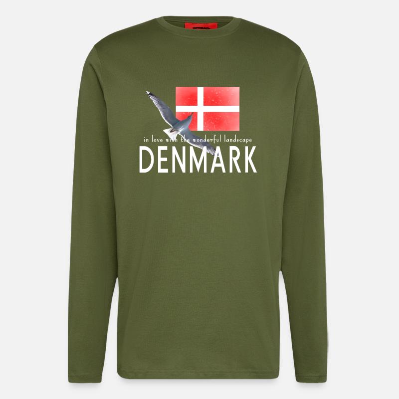 Dänemark Danmark Möwe - Langarmshirt - made by SPREAD  - MOSS GREEN