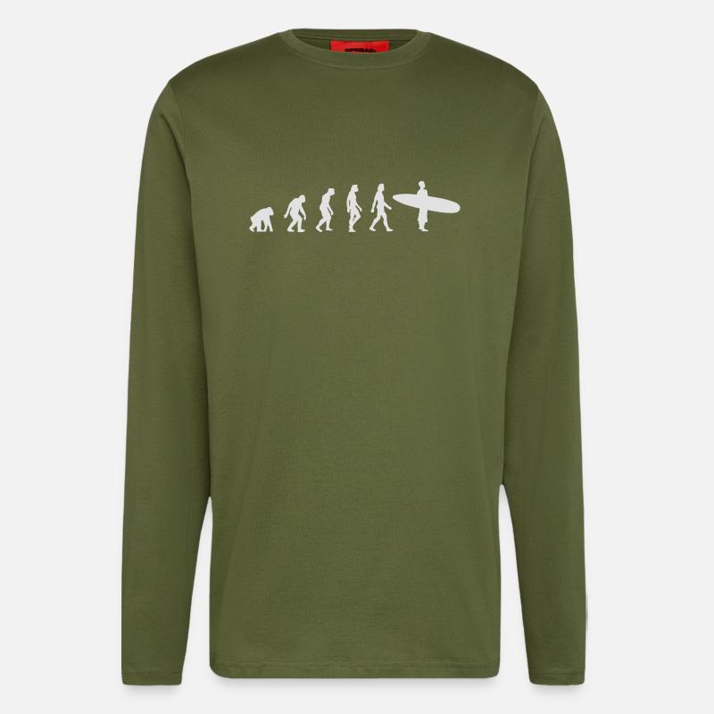 Die Evolution des Surfens - Langarmshirt - made by SPREAD  - MOSS GREEN