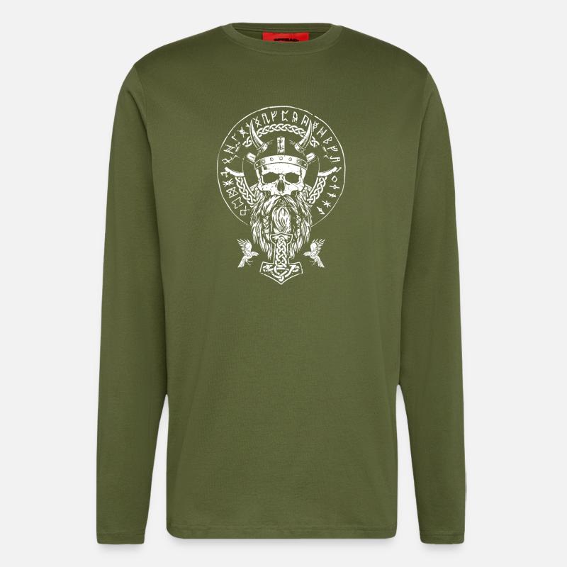 Occlusism Viking Skull Celtic Germanic - Longsleeve - made by SPREAD  - MOSS GREEN