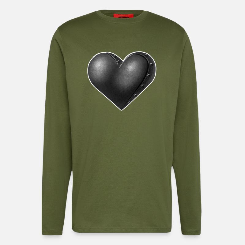 Gris de coeur Robot - Manches longues bio décontracté fabriqué en UE - MOSS GREEN