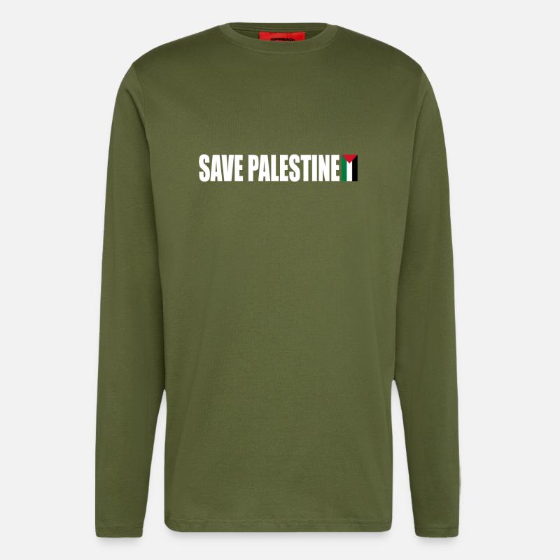 Save palestine - Langarmshirt - made by SPREAD  - MOSS GREEN