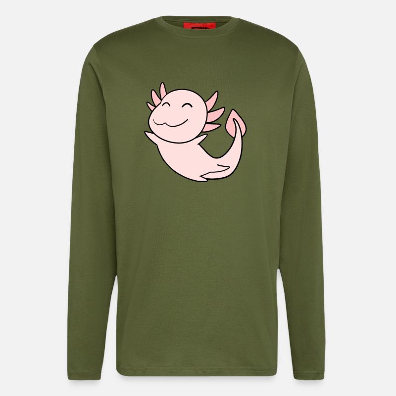 Süßes Axolotl Rosa - Langarmshirt - made by SPREAD  - MOSS GREEN