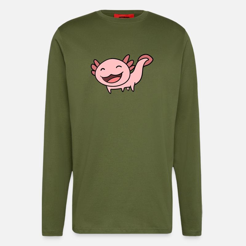 Süßes Axolotl Rosa - Langarmshirt - made by SPREAD  - MOSS GREEN