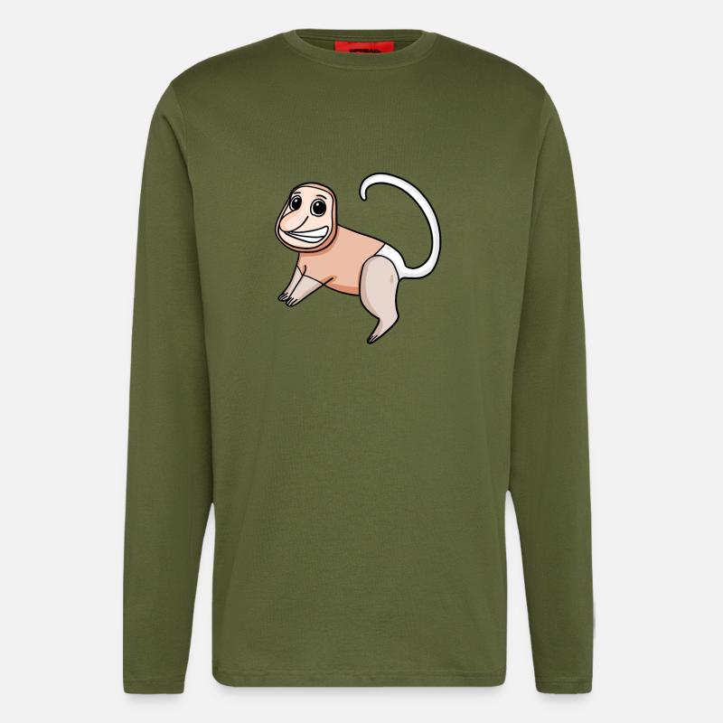 Nasenaffe Affe Affen - Langarmshirt - made by SPREAD  - MOSS GREEN