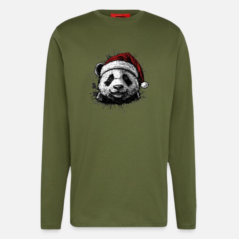 Weihnachtspanda - Langarmshirt - made by SPREAD  - MOSS GREEN