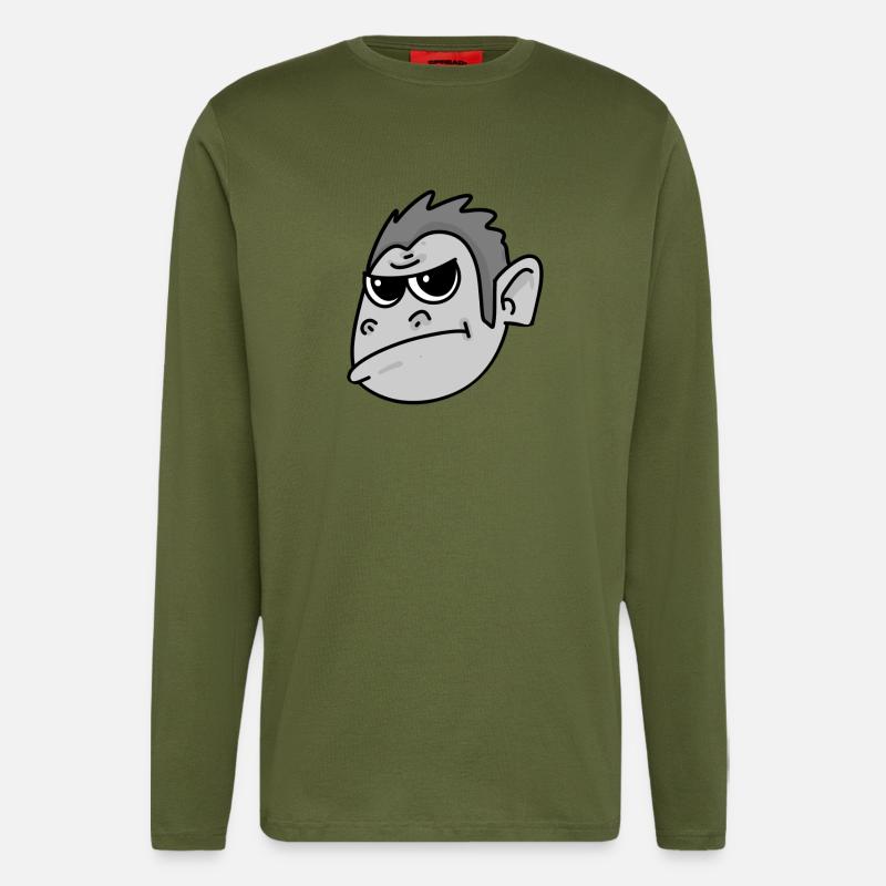 Gorilla Kopf - Langarmshirt - made by SPREAD  - MOSS GREEN