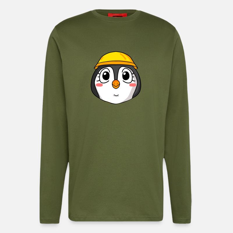 Pinguin Baustelle - Langarmshirt - made by SPREAD  - MOSS GREEN