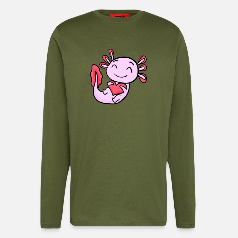 Axolotl Herz - Langarmshirt - made by SPREAD  - MOSS GREEN