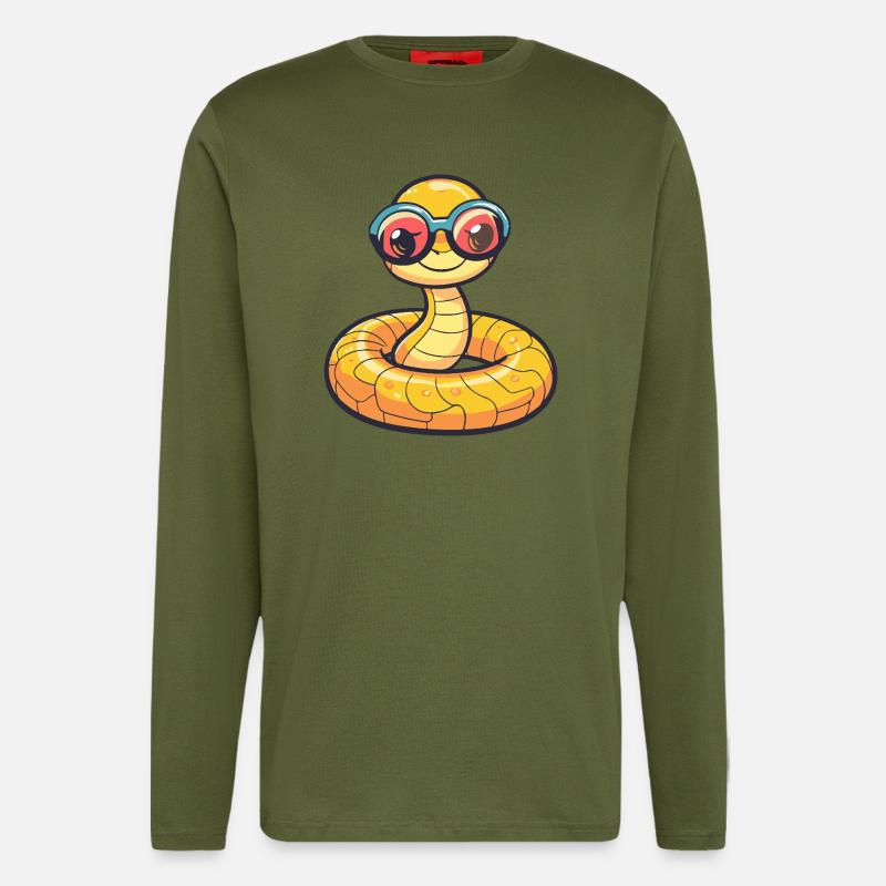Schlange Kobra Comic Cool - Langarmshirt - made by SPREAD - MOSS GREEN