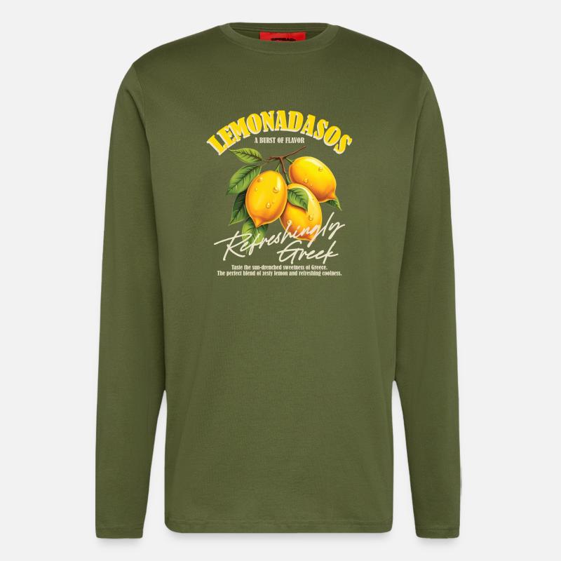 Zitronen Griechenlands – Lemonadasos Hell - Langarmshirt - made by SPREAD  - MOSS GREEN