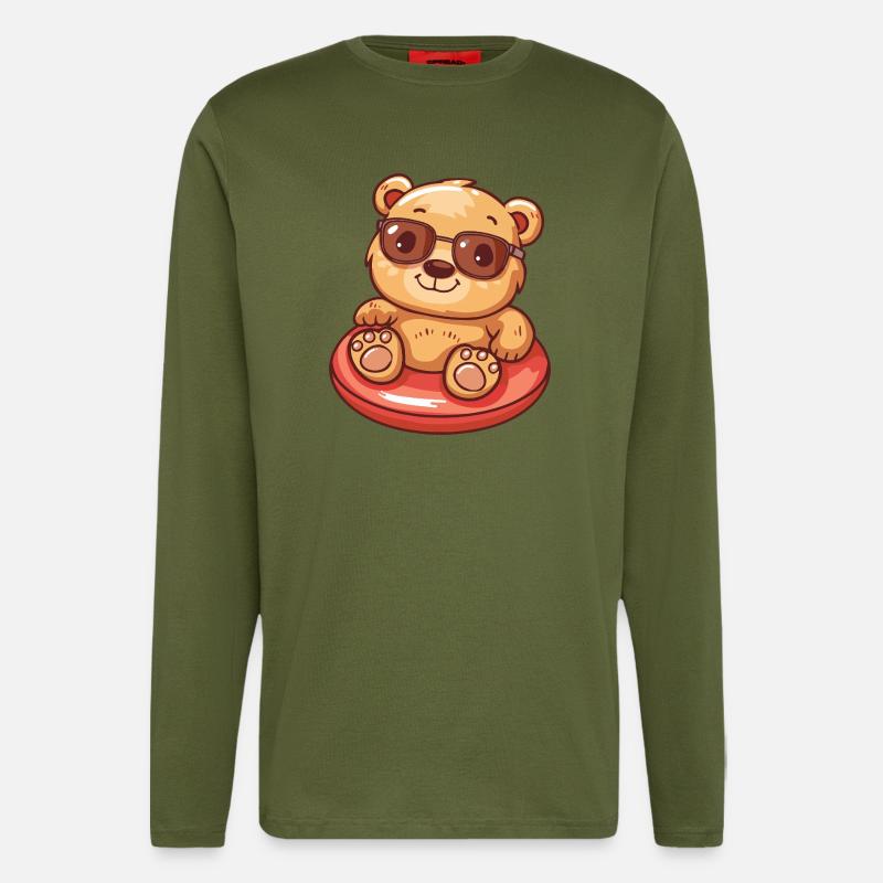 Bear Comic Cool - Longsleeve - made by SPREAD  - MOSS GREEN