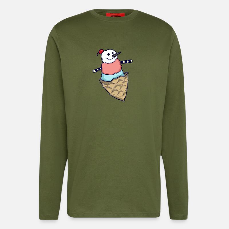 Schneemann Eiskugel - Langarmshirt - made by SPREAD  - MOSS GREEN