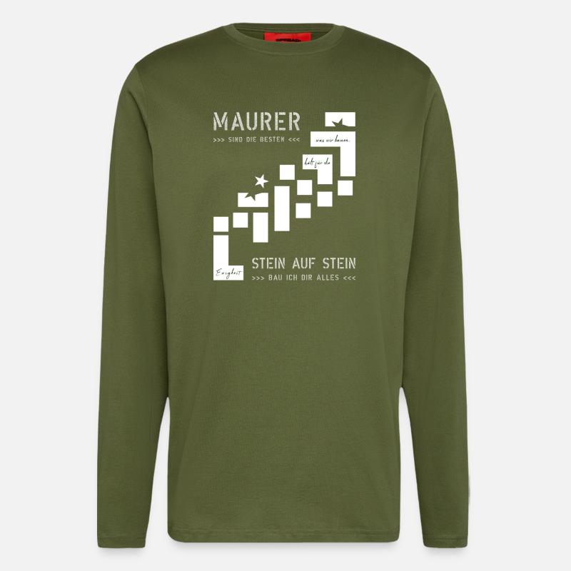 Mauer Hochbau Hausbauer - Langarmshirt - made by SPREAD  - MOSS GREEN