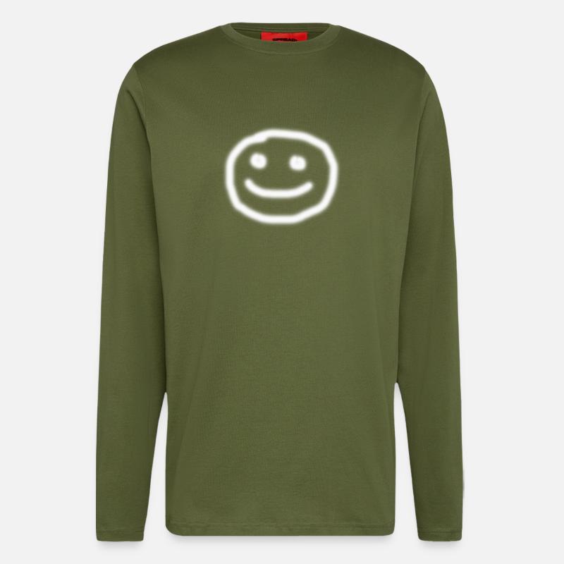 Smiley handgemalt - Langarmshirt - made by SPREAD  - MOSS GREEN