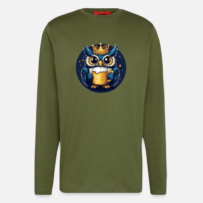 Eule Bier - Langarmshirt - made by SPREAD  - MOSS GREEN