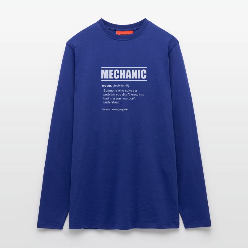 Mechanic Definition - Someone who solves a problem Manches longues bio décontracté fabriqué en UE