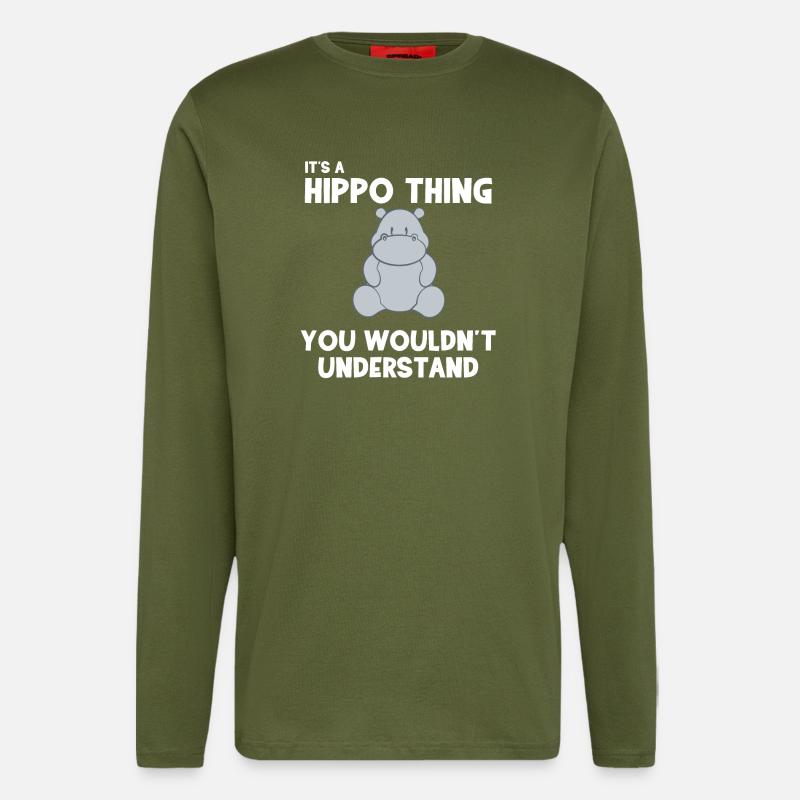 Hippo - Hippos - Hippofan - Gift - Longsleeve - made by SPREAD  - MOSS GREEN