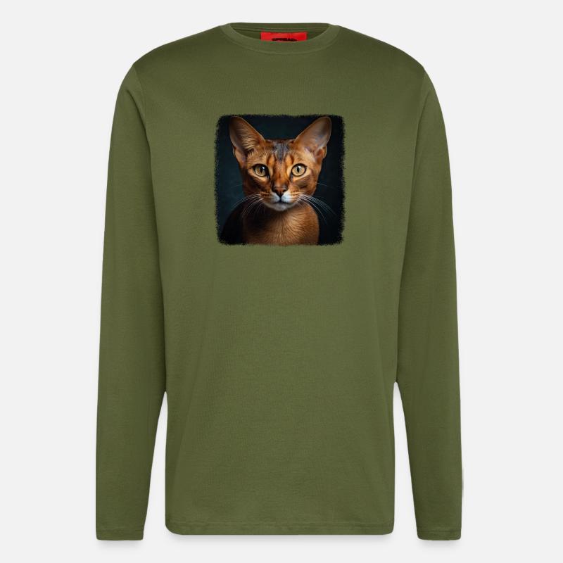 Abyssinian Cat Abessinierkatze - Langarmshirt - made by SPREAD  - MOSS GREEN