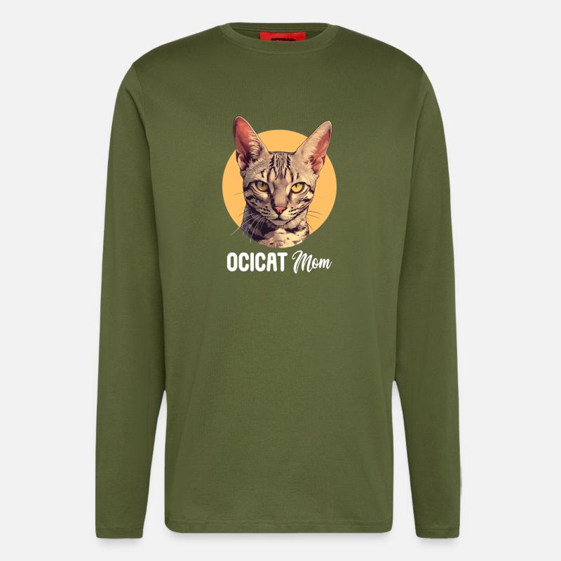 Ocicat Chaton Ocicat Chat - Manches longues bio décontracté fabriqué en UE - MOSS GREEN