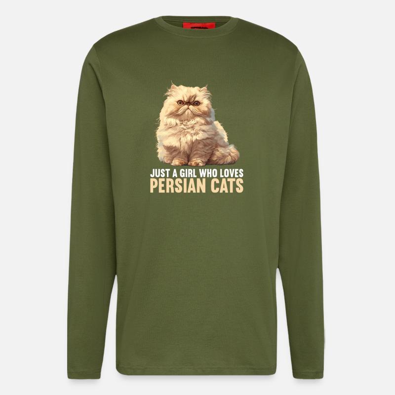Chat persan Perserkatze - Manches longues bio décontracté fabriqué en UE - MOSS GREEN