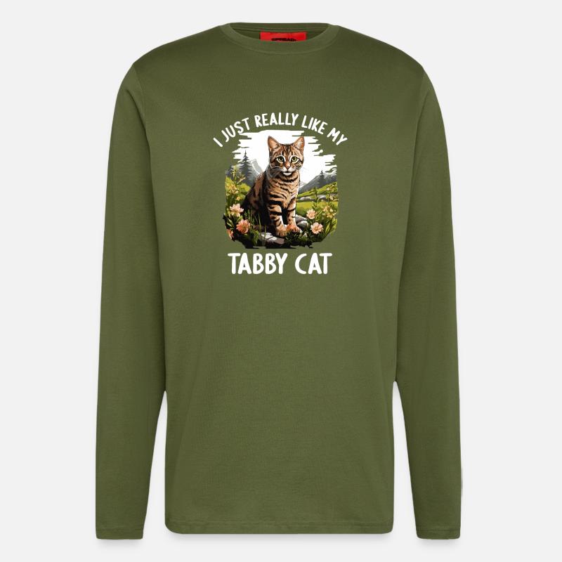 Tabby Kitten Tabby Cat - Longsleeve - made by SPREAD  - MOSS GREEN