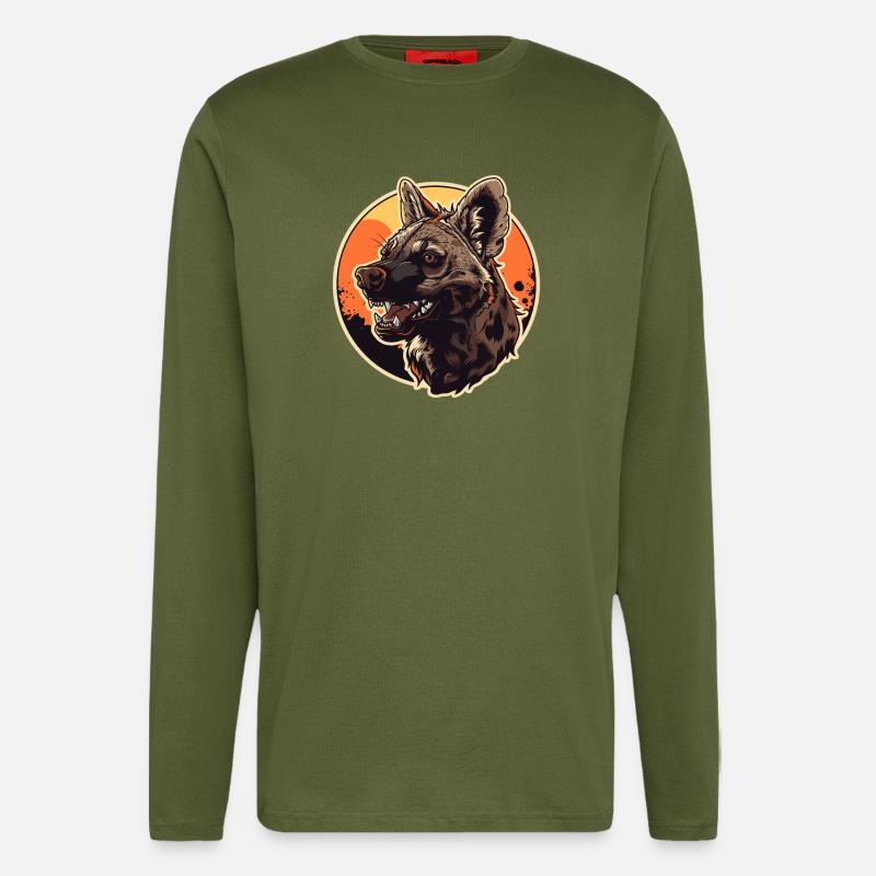 Loups d’Aardwolf - Manches longues bio décontracté fabriqué en UE - MOSS GREEN