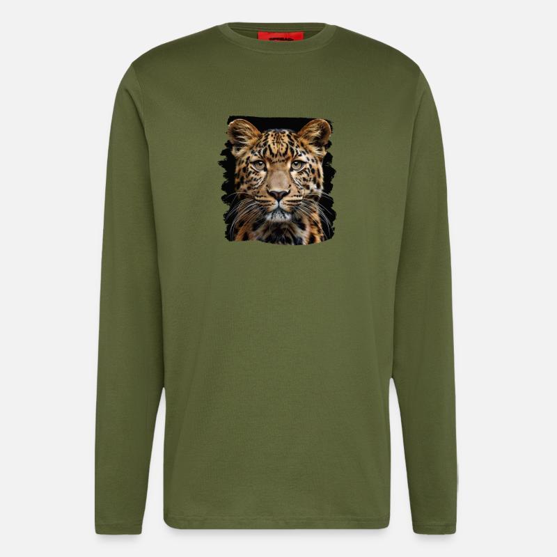 Leoparden Leopard - Langarmshirt - made by SPREAD  - MOSS GREEN