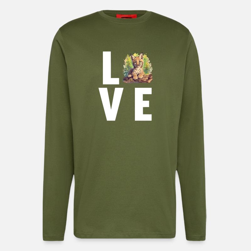 Lynx Luchse Luchs - Longsleeve - made by SPREAD  - MOSS GREEN