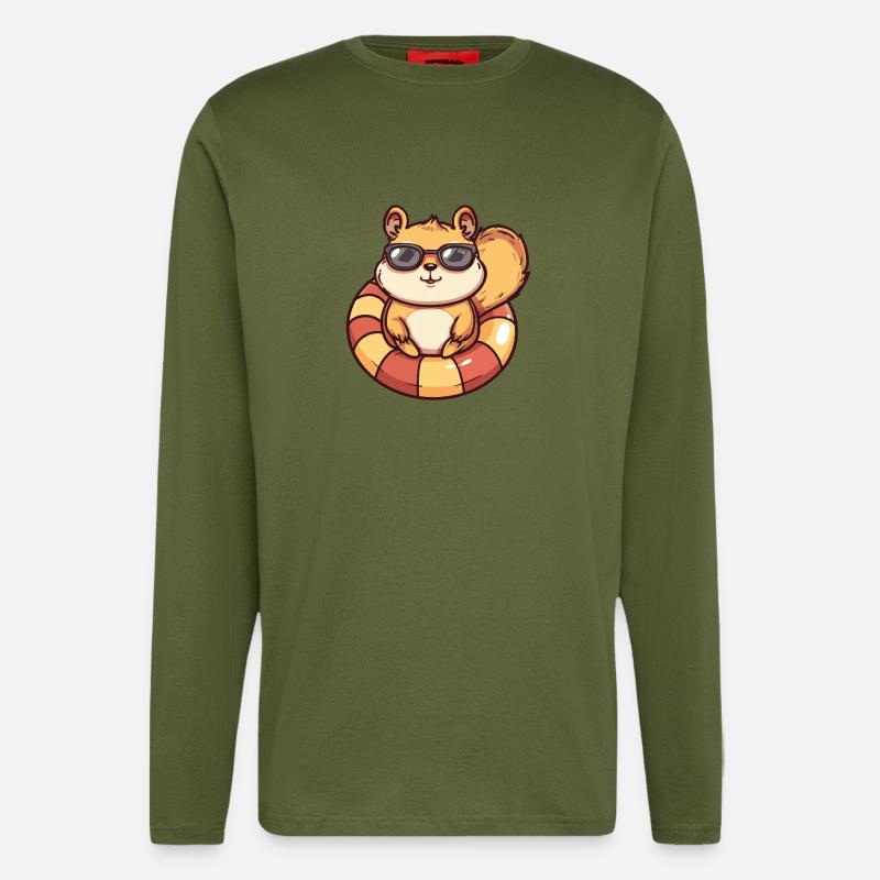 Squirrel Comic Cool - Longsleeve - made by SPREAD  - MOSS GREEN